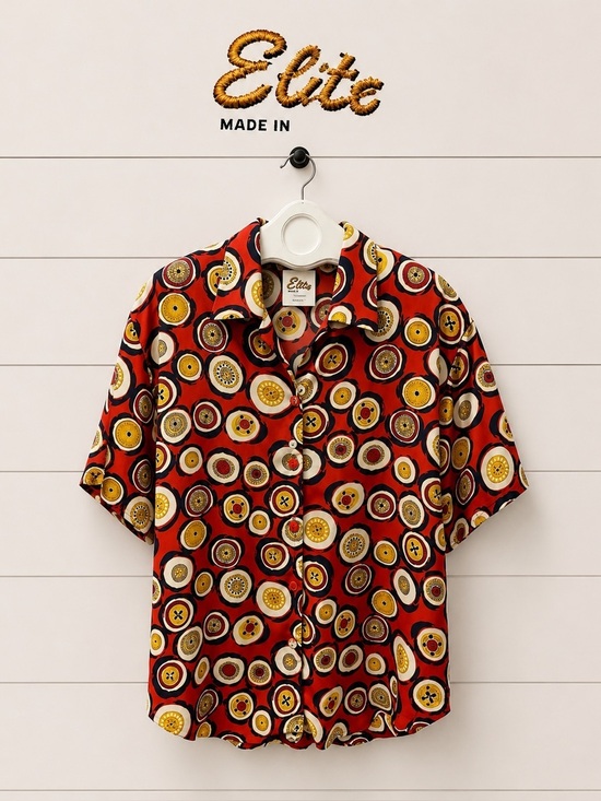 elite Tops - ELITE Red Vintage Graphic Blouse Size 10